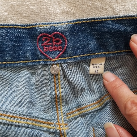 Bebe Rhinestone Denim Shorts - Picture 5 of 5